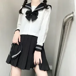 Clothing Sets Black Japanese Women Basic Navy Suit Costume Girl Uniform S-2XL Sailor Cartoon School