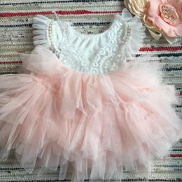 Girl Dresses Spanish Toddler Girls Beading Dress For Baby Baptism Birthday Kids Flutter Sleeve Tutu Princess Vestido Clothing