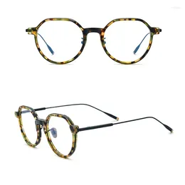Sunglasses Frames Belight Optical Pure Titanium With Acetate Round Vintage Retro Glasses Prescription Lens Eyeglasses Frame Eyewear LILAC