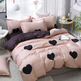 Bedding Sets Set Luxury Khaki Love 3/4pcs Family Include Bed Sheet Duvet Cover Pillowcase Boy Room Flat No Filler 2024