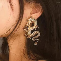 Stud Earrings Dargon Totoem Ancient Shape Silver Needle Cool Retro Unisex Men Women