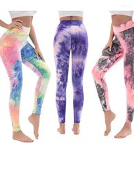 Women's Pants Tie Dye Leggings Frosted Milk Silk Yoga High Waist And Slim