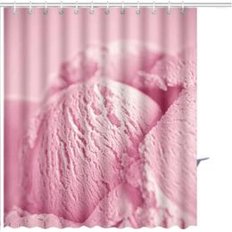 Shower Curtains Fashion Curtain Pink Ice Cream Pattern Bathroom Decoration Polyester Fabric