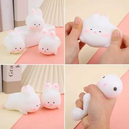 10PCS Decompression Toy Creative Stress Relief Toy Elastic Squishes Doll Toy White Bunny Decompression Rabbit Squishes Kids Adults Squeeze Toy