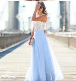 Februaryfrost Fashion Women Lace Chiffon Prom Dress Womens Maxi Dress Sleeveless Long Dress for Wedding S3XL5416190