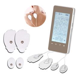 New 2in1 LCD Double Touch Screen TENS EMS Massager Unit 12 Mode Electro Therapy Slimming Machine Weight Loss Beauty For Home Use1512640