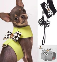Pet Dog Harness for Dogs Puppy Chihuahua Yorkie Cat Soft Suede Leather Small Cute Pet Harness with Leash Vest Bow Shop Products8445871