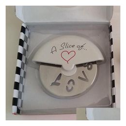 Party Favor A Slice Of Love Stainless Steel Pizza Cutter 9.5X8.8Cm Favors And Gifts Gift Box Packing Lx2132 Drop Delivery Home Garden Dhvir