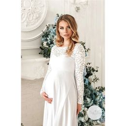 Women's Photography Maternity Dress Long Sleeve A Line Floor Length Lace Elegant Maxi Bridesmaid Dresses Baby Shower