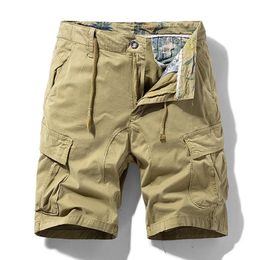 Summer Mens Cotton Cargo Shorts Men Fashion Casual Multi Pockets Tactical Shorts Outdoor Joggers Bermuda Solid Shorts Male 240517