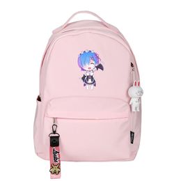 Backpack ReLife In A Different World From Zero Rem Ram Women Cute Mochila Feminina Nylon School Bag Pink Daypack Travel Rugzak 242W