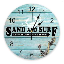 Wall Clocks Wood Grain Shabby Text Crab Anchor Clock For Modern Home Decoration Teen Room Living Needle Hanging Watch Table
