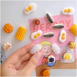 Fridge Magnets 3Pcsfridge Mini-Simation Food Corn Eggs Refrigerator Cake Kitchen Decoration Strong Magnet. Drop Delivery Home Garden Dhmbs