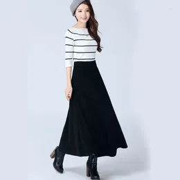 Skirts Knit Women's Long Skirt Warm High Waisted Large Hem Autumn Winter Thick Elegant Fashion Elastic Waist S R331