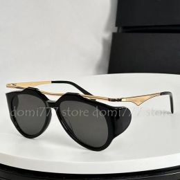 Sunglasses Stylish Round Frame Sunglasses with Gold Metal Logo for Men and Women