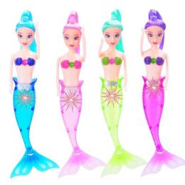 Other Toys 7-inch mermaid doll toy creative LED light design for childrens bathtub toy 3-year-old girl toy+ s5178