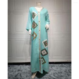 Ethnic Clothing Sequin Embroidery For Eid Party Muslim Women Abayas Loose Maxi Dress Dubai Kaftan Islam Arab Morocco Jalabiya Caftan Gowns