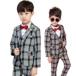 Suits Flower Boys Formal Suit Kids Wedding Jackets Vest Pants Tie Clothing Set Children Blazer School Graduation Costume Groom Dress Y240516