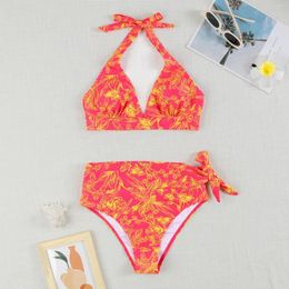 Women's Swimwear Swimsuit For Women 2024 Personality Fashion Comfortable Striped Print Solid Colour Strap Bikini