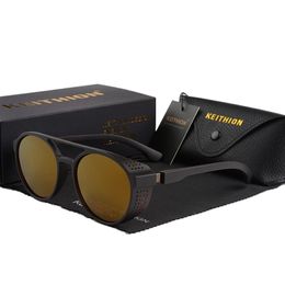 Retro Round Polarized Sunglasses Steampunk Men Women Brand Designer Glasses Shades UV Protection 282y
