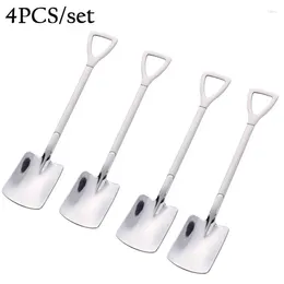 Spoons 4PCS 304 Stainless Steel Creative Coffee Spoon Retro Shovel For Ice Cream Tea-Spoon Tableware Bar Tool Cutlery Set