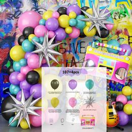 Party Balloons New Vintage Theme Balloon Chain Set Radio Colorful Rock Music Explosion Star Colorful Arch