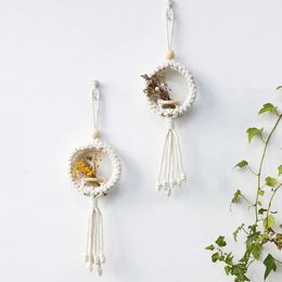 Decorative Objects Figurines Air Plant Holder Macrame Wall Hanging Boho Decor Flower Pot Farmhouse Garden Pots Planters Bedrrom Balkon Decoration Gift H240516