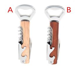 Wood Handle wine opener Stainless Steel HandHeld Deluxe Bottle Opener Corkscrew Double Hinge Waiters Wine Bottle Opener3712987