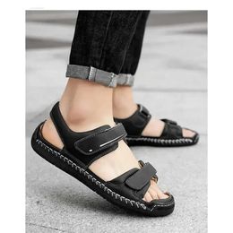 Leather Summer Beach Casual Men's Sandals Soft Bottom Non Slip Collision Avoidance Big Size Sports 68 d b122