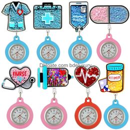 Womens Watches Sliding Shiny Stars Plastic Retractable Hospital Medical S Heart Nurse Doctor Fob Pocket Clip Hang Medicine Clock Drop Otnxm