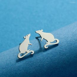 Stud Earrings Kinitial Adorable Rat Stainless Steel Cute Rodent Party Jewellery Accessories Gift For Men Women