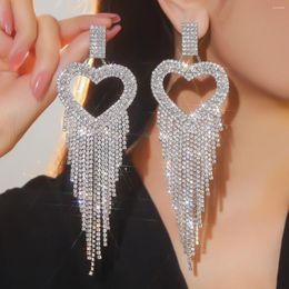 Dangle Earrings Fashion Explosion Hollow Heart-shaped Long Tassel Female Design Niche Light Luxury Temperament Ear Jewellery