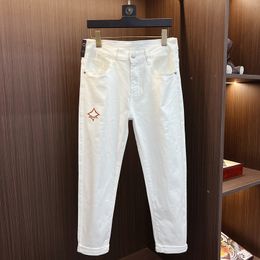 Top Luxury Denim Pants Highest Quality Jean Design Big Brand Designer Stylish Sexy Mens Jeans White Slim Straight Pants