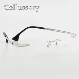 Sunglasses Frames Flexible Pure Titanium Optical Eyeglasses For Men Rimless Prescription Reading Eyewear Computer Goggles With Clear Lenses