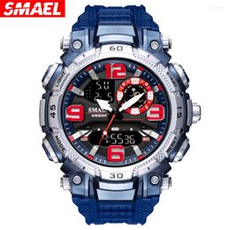 Wristwatches SMAEL Digital Quartz Watch For Men Sport Electronic Waterproof Dual Time Men's Military Watches Resistant Alarm Clock