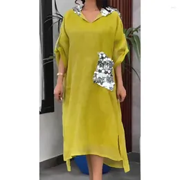 Casual Dresses Spring And Autumn Sequin Party Dress For Women Cotton Linen Loose Oversized Hooded Long Skirt Evening