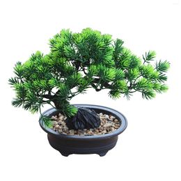 Decorative Flowers Lifelike El Garden Fake Plant Yard Table Decoration Home Office Chinese Style Potted Pine Artificial Bonsai Tree Living