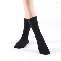 Active Shorts Grip Socks Non Slip Yoga Antiskid Five Finger Medium Length Stockings Cotton PVC Solid Color