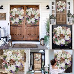 Decorative Flowers Cow Wreath Front Door Wall Hanging Handmade Home Farmhouse Decoration Flat For