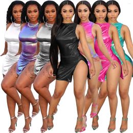 Work Dresses Sexy Club Wear Women Two Piece Set Clothes Outfit 2024 Streetwear Y2K Party Dress Summer Crop Top 2 Slit Skirt