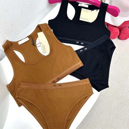 summer fashion bikini designer bathing suit solid Colour letters embroidery sexy split triangle swim trunks halter swimsuit two pieces women's clothes