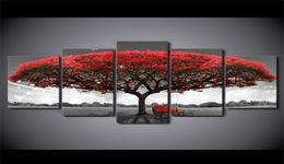 5 Piece HD Printed Canvas Art Black And White Red Tree Painting Wall Pictures For Living Room Modern Wall Art Canvas Painting9291583