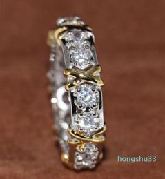 Whole Professional Eternity Diamonique Diamond 10KT WhiteYellow Gold Filled Wedding Band Cross Ring Size 511293Q7640935