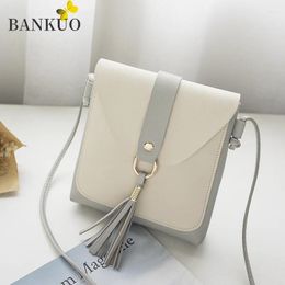 Shoulder Bags BANKUO Crossbody 2024 Women Pu Leather Tassel Girls Solid Color Brief Flap Women's Casual Messenger X297