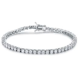 Best Quality 4A Entire 3mm 4mm CZ Tennis Bracelet In Real Solid 925 Sterling Silver Classial Jewellery 2pcs Lot 207q