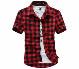 2019 New Fashion Mens Summer Casual Dress Shirt Mens Plaid Short Sleeve Shirts Tops Men Short Sleeve Casua Shirt M3XL9320736