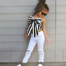 Clothing Sets Butterfly Back Stylish Ripped Jeans Chic Summer Outfit For Fashionable Girl's Wardrobe European And American Style