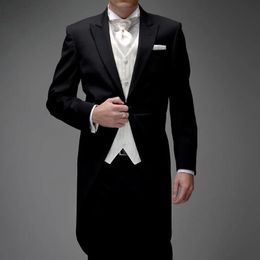 3 Piece Man Tailcoat for Formal Wedding Groomsmen Tuxedos Classic Lapel One Button Solid Male Suit JacketPantsVest 240516