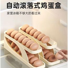 Storage Bottles Slide Egg Box Refrigerator Side Door Special Double-Layer Automatic Roller Kitchen Table Anti-Fall