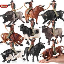 Other Toys Oenux Farm Animal Bullfighting Cowboy Simulation Poultry Bull Ox Action Atlas PVC Model Toy Childrens Gifts s245176320
